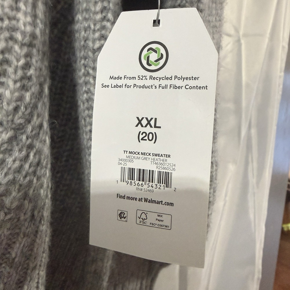 Womens XXL 20 Basic Gray Crewneck Sweater Lightweight Versatile Layer Classic - Picture 3 of 7